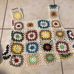 Crochet crop top granny square one size
